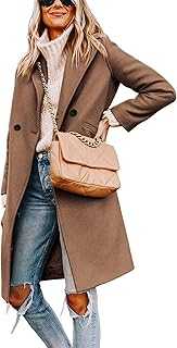 Yidarer Women's Wool Coat Mid-Long Notch Lapel Single Breasted Casual Trench Coats
