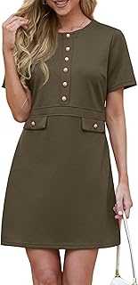 GRECERELLE Womens Retro Elegant A Line Work Dress Slim Fit Formal Office to Evening Dresses with Soft Stretch, Classic Round Neck