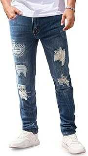 Gulots Men's Ripped Jeans Classic Comfort Regular Fit Basic Denim Pants for Men Casual Slim Fit Skinny Jean with Pockets