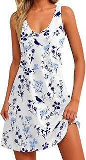 Womens Summer Dresses 2025 Casual Boho Vacation Dress Loose V Neck Sleeveless Sundress Beach Coverup with Pockets