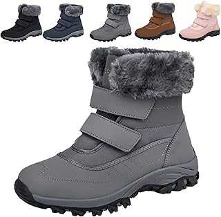 Fadezar Waterproof Walking Ankle Boots Womens Winter Warm Fur Lined Snow Boot Anti-Slip Hiking Outdoor Shoes