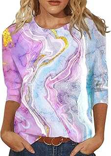 Women Summer Tops Round Neck Sleeve Comfortable Print T Shirt Blouse Ladies Top Glitter