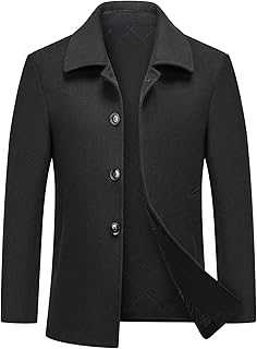 MODFUL Men's Wool Coat Short Warm Casual Overcoat Winter Trench Jacket Peacoat