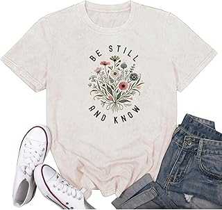 Qrupoad Be Still and Know T-Shirt Womens Inspirational Christian Shirt Summer Casual Short Sleeve Graphic Tees Tops