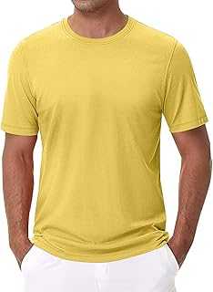 T Shirts for Men UK Solid Moisture Wicking Crew Neck Short Sleeve Regular Fit T Shirt Lightweight Summer Casual Tops