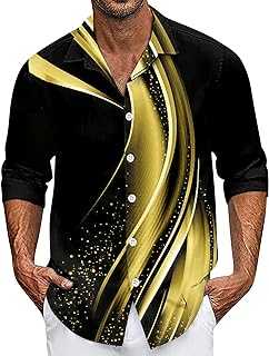 Personalised T Shirt,Men's Loose Long Sleeve Shirt Casual Fashion Striped Printed Beach Hawaii Shirt Holiday Lapel Button-up Top M-4XL