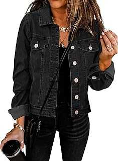 Vetinee Women's Denim Jackets Button Down Stretch Boyfriend Jean Jacket