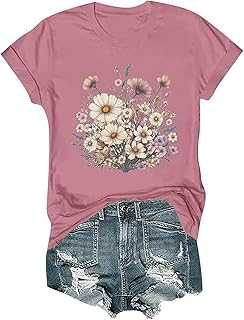 Women's Summer Fashion Comfortable Floral Print Short Sleeve Glitter Top