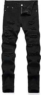 Liuhond Men's Ripped Distressed Destroyed Straight Fit Washed Denim Jeans Pants