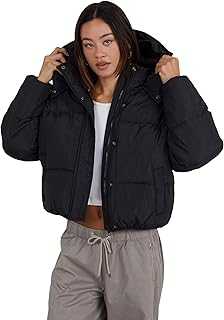 kraftd Women's Jacket Oversized High Neck Puffer Jackets For Ladies | Cropped Coat | Winter Clothing | Hooded Coats