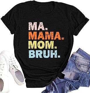 Ma Mama Mom Bruh Shirts for Women Mama Letter Print Graphic T Shirts Shirts Tee Tops