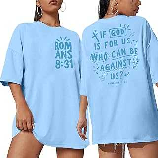 Christian T Shirts for Women: Oversized If God is for Us Shirt Religious Faith Top Bible Verse Inspirational Tee