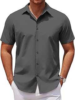 COOFANDY Mens Shirts Short Sleeve Regular Fit Summer Business Casual Shirt Button Down Dress Formal Work Shirts Basic Top