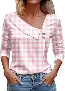 FunAloe Womens Tops Long Sleeve Womens Sweatshirt V Neck Button Up Plus Size Sweater Floral Printed Work Tunic Lapel Pullover Women's T-Shirts Casual Women Blouse Workout Lightweight Clothes Outfit