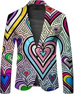 Vhersily 2025 Deals - Men's Colourful Gradient Suit Jacket Rainbow Blazer Sports Suits Sports Button Formal Business Suit for Wedding Party Costume Carnival, Slim Fit