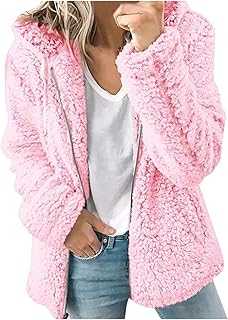 Fleece Coats for Womens UK Full Zipper Soft Fluffy Coats Teddy Fleece Cardigan Jackets Loose Fit Long Sleeve Overcoat Autumn and Winter Warm Hooded Loungewear Longline Outerwear for Girls