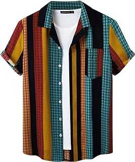 NQyIOS Men Print Casual Shirt Short Sleeve Turndown Collar Blouse Shirt Men Long Sleeve Shirt Cotton