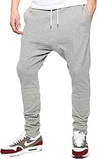 Sufiah Mens Gym Sweatpants Drop Crotch Design Jogging Tracksuit Bottom Drawstring Waist Trousers