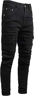 Men's Slim Fit Stretch Ripped Jeans Cargo Skinny for Men, Distressed Destroyed Straight Leg Fashion Comfort Flex Waist Jeans, Teenager Casual Fashion Designer Classic Regular Fit Basic Denim Pants