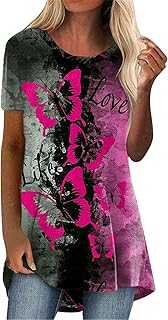Women's Summer Round Neck Fashion Print Short Sleeve T-Shirt Top Blouse Glitter Top
