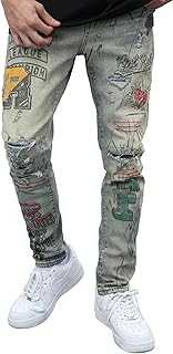 LOGEQI Men's Slim Fit Ripped Jeans Stretch Skinny Jeans for Men Designer Distressed Denim Pants