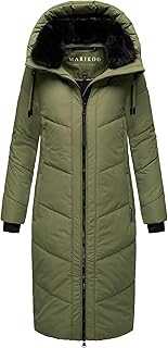 MARIKOO Nadaree XVI Women's Winter Coat Warm Quilted Coat Long with Hood and Removable Faux Fur Collar XS-XXL
