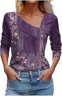 Tops For Women Uk Long Sleeve Sweatshirts For Womenmen Uk V Neck Button Up Plus Size Sweater Vintage Floral Printed Work Tunic Lapel Pullover Ladies T-Shirts Casual Blouses Lightweight Clothes Outfit