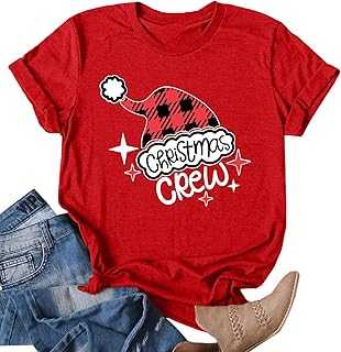 Christmas Crew Shirts for Women Xmas Shirt Top Short Sleeve Christmas Lights Print Graphic T Shirt Holiday Tees