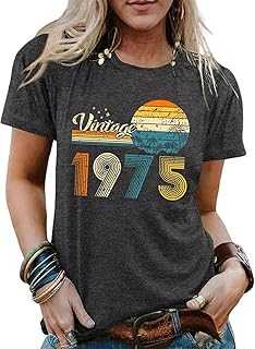 50th Birthday Gift Shirts Vintage 1973 Original Parts Tshirt for Women Letter Print Retro Birthday Casual Tee Tops