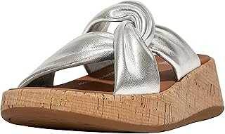Women's F-Mode Leather-Twist Flatform Slide Sandal