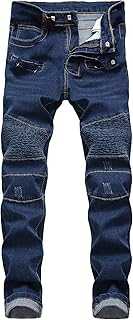 Men's Ripped Skinny Jeans Distressed Holes Slim Fit Biker Jeans Destroyed Straight Leg Hip Hop Trousers Jeans for Teenagers All Seasons