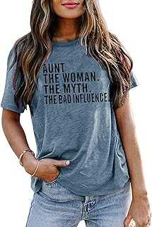 Aunt Shirts for Women Auntie T-Shirt Aunt to Be Gifts Casual Letter Print Tee Tops Aunt Gift Funny Saying