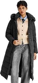 Orolay Women's Winter Long Down Jacket with Fur Hood Raglan Sleeve Coat Quilted Comfort Jacket