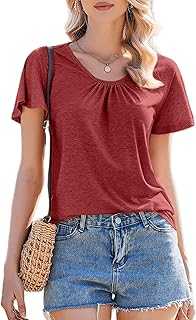 Zeagoo Summer Tshirt Women's Casual Tops Ladiess V Neck Short Sleeve Shirts Elegant Blouse S-XXL