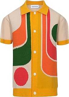 OXKNIT Men's Casual 1960s Mod Style Knit Retro Polo Shirts, Short-Sleeve, Soft, Comfortable, Available in Big Tall