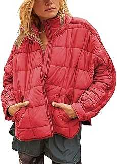 Huaqiao Womens Quilted Puffer Jackets Lightweight Zipper Short Winter Coat with Pockets