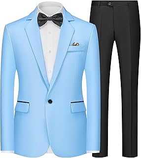 Mens Suits Slim Fit 2 Piece Dress Suits Tuxedo Jacket Blazer Pants Set for Wedding Business Prom