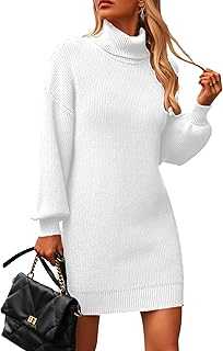 Zeagoo Jumper Dress for Women Turtleneck Long Sleeve Knitted Dresses Elegant Winter Bodycon Sweater Dress