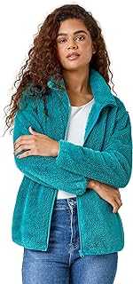 Roman Originals Soft Sherpa Fleece Jacket For Women UK - Ladies Autumn Everyday Winter Holiday Pull-On Comfy Soft Vacation Work Teddy Coat