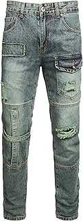 WJWLSKB Men Ripped Jeans Fashion Slim Fit Traight Distressed Design Skinny Stretch Comfort Flex Waist Denim Pants