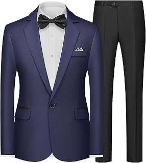 Mens Suits Slim Fit 2 Piece Dress Suits Tuxedo Jacket Blazer Pants Set for Wedding Business Prom