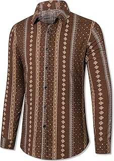 EMAOR Mens Stylish Floral Long Sleeve Shirt & Short Sleeve Shirt