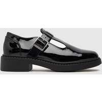 Schuh Leah Patent T-bar Flat Shoes In Black
