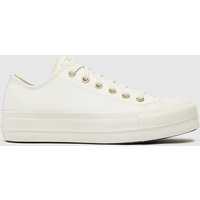 Converse Lift Ox Trainers In White & Gold