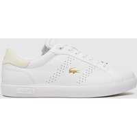 Lacoste Powercourt Trainers In White & Gold