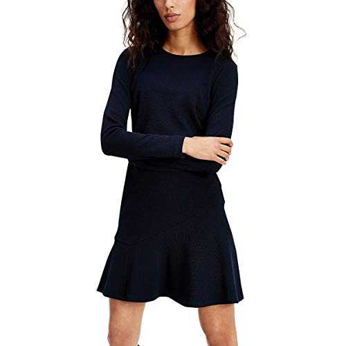 Tommy Hilfiger Women's FIT&Flare Textured Zip Dress LS, Desert Sky, 36