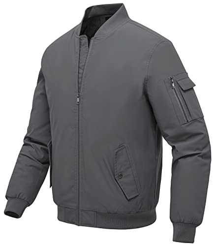 donhobo Men Waterproof Bomber Baseball Jackets,Thermal Cotton Lined Winter Outdoor Windproof Warm Jacket with Zipper Pockets