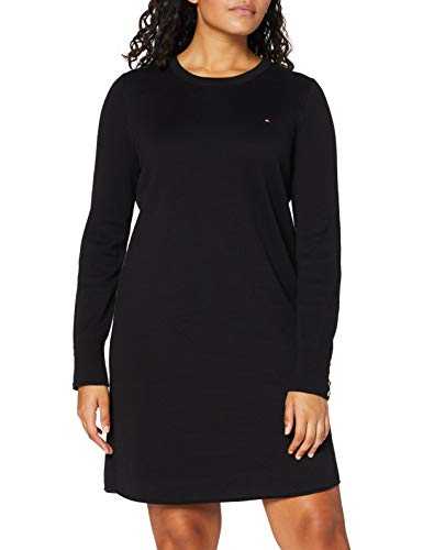 Tommy Hilfiger Women's Soft Cotton C-NK Dress LS, Black, XL