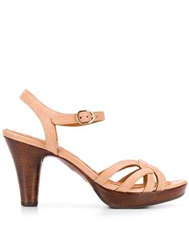 Chie Mihara Sandals with 2.5cm Platform and 6cm Heel LAMISA peache with 2.5cm Wooden Platform Size: 2.5 UK