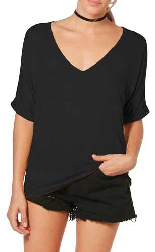 Re Tech UK Womens Oversize Fit V Neck Top Ladies Baggy Plus Size Batwing Turn Up Sleeve Casual T-Shirt Sizes 8-26